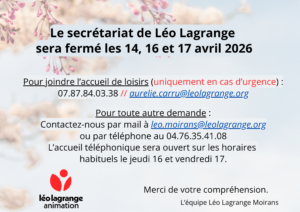 Lire la suite à propos de l’article FERMETURE SECRETARIAT