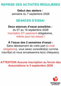 Lire la suite à propos de l’article Inscriptions & Réinscriptions aux activités régulières 2026-2027