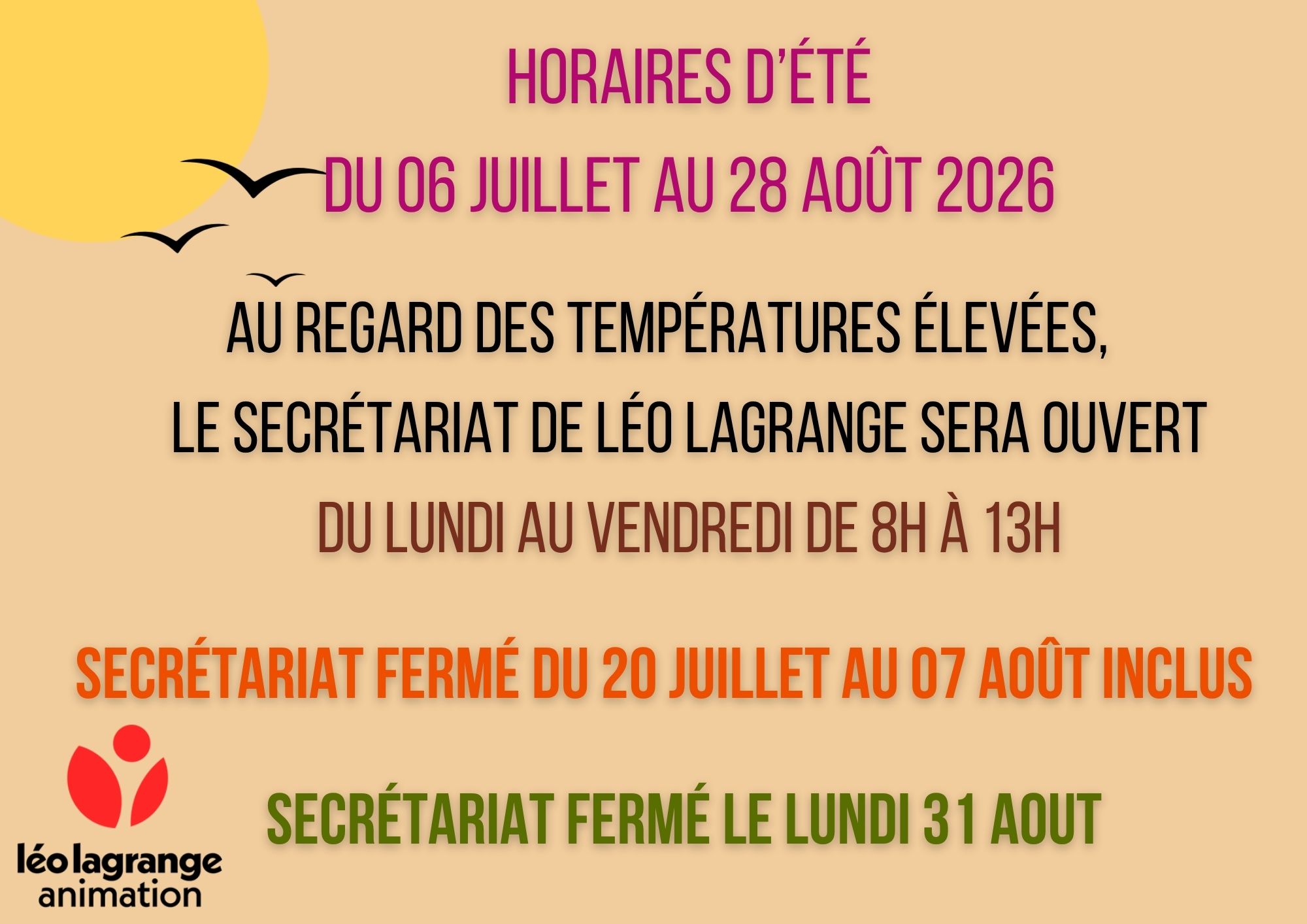 You are currently viewing HORAIRES ESTIVALES